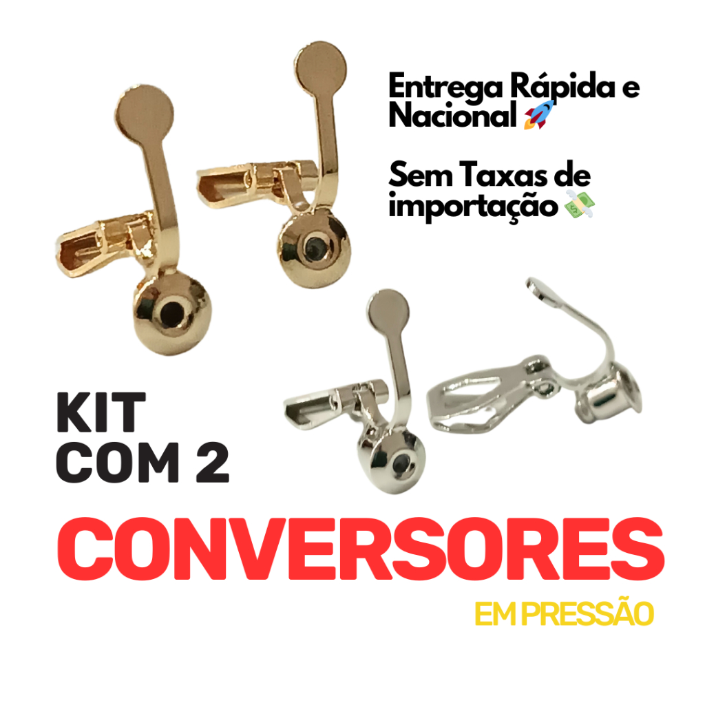 KIT - 2 Pares de Conversor de Brinco de Pino para Brinco de Pressão Transforme em Brinco de Pressão. em Oferta na Shopee