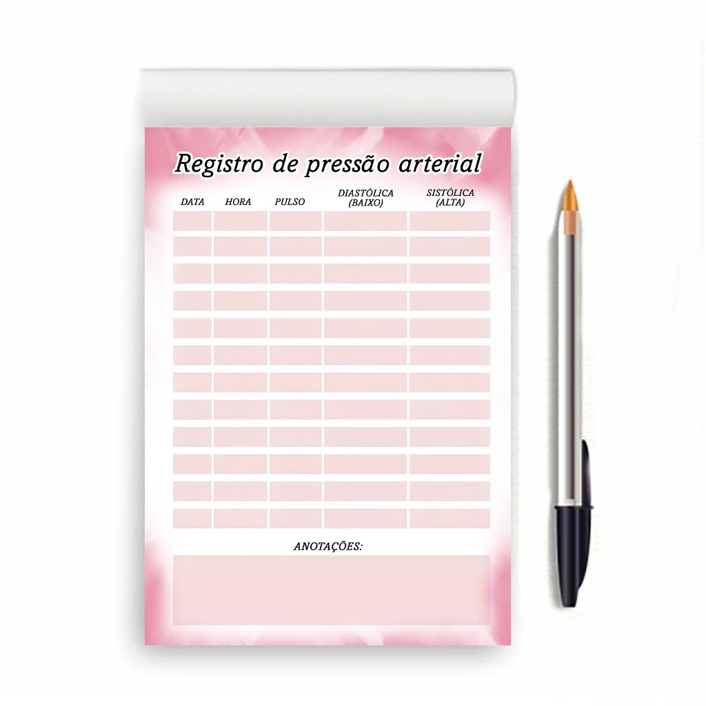 BLOCO REGISTRO PRESSÃO ARTERIAL CONTROLE 100 FOLHAS A5 14X21CM DESTACÁVEL PRONTA ENTREGA em Oferta na Shopee