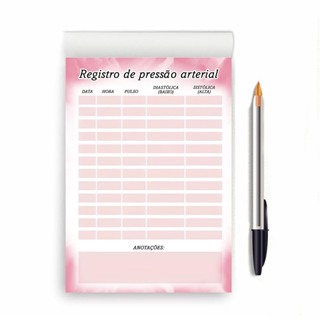 BLOCO REGISTRO PRESSÃO ARTERIAL CONTROLE 100 FOLHAS A5 14X21CM DESTACÁVEL PRONTA ENTREGA em Oferta na Shopee
