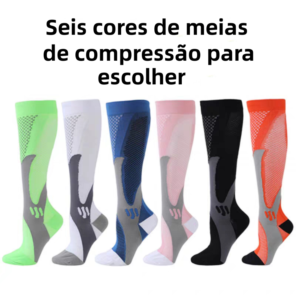 KIT 1 PARES Meias de Compressão Magic Sports para Homens e Mulheres, Ciclismo, Futebol, Elásticas, Motociclismo  38-44