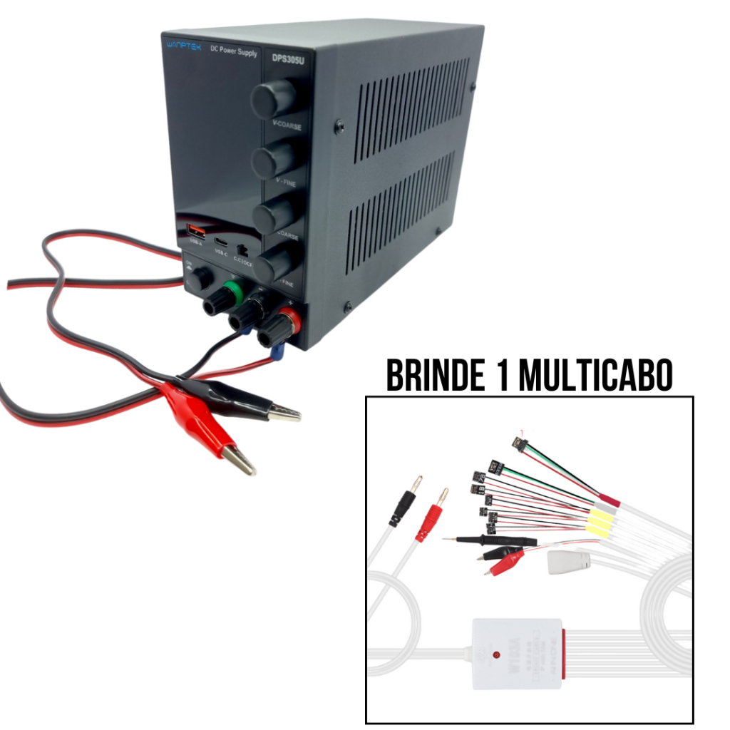 Fonte De Bancada de Alimentação Digital 30v 5a 4 Dígitos Bancada Regulável DPS305U + MULTICABO