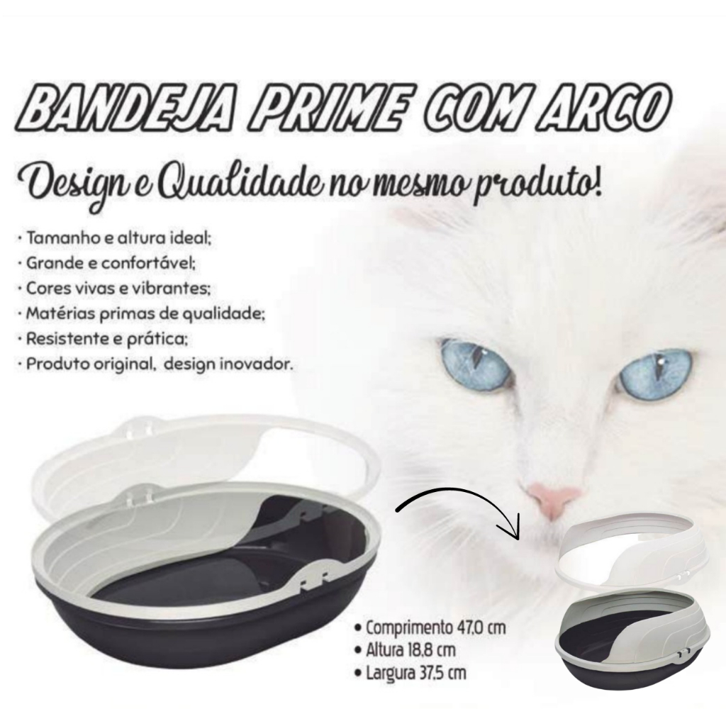 Caixa de Areia Sanitária Bandeja Higiênica Furba Prime Pet Com arco para Gatos Resistente Qualidade — imagem 2 de 2