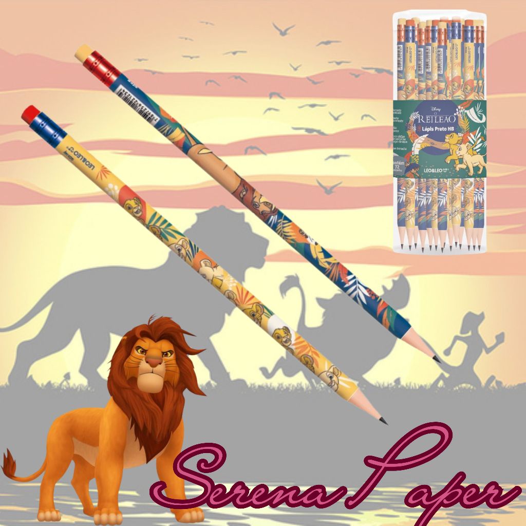 POTE COM 72 LÁPIS HB REI LEÃO COM BORRACHA / LEO&LEO / PAPELARIA FOFA KAWAII / MATERIAL ESCOLAR em Oferta na Shopee