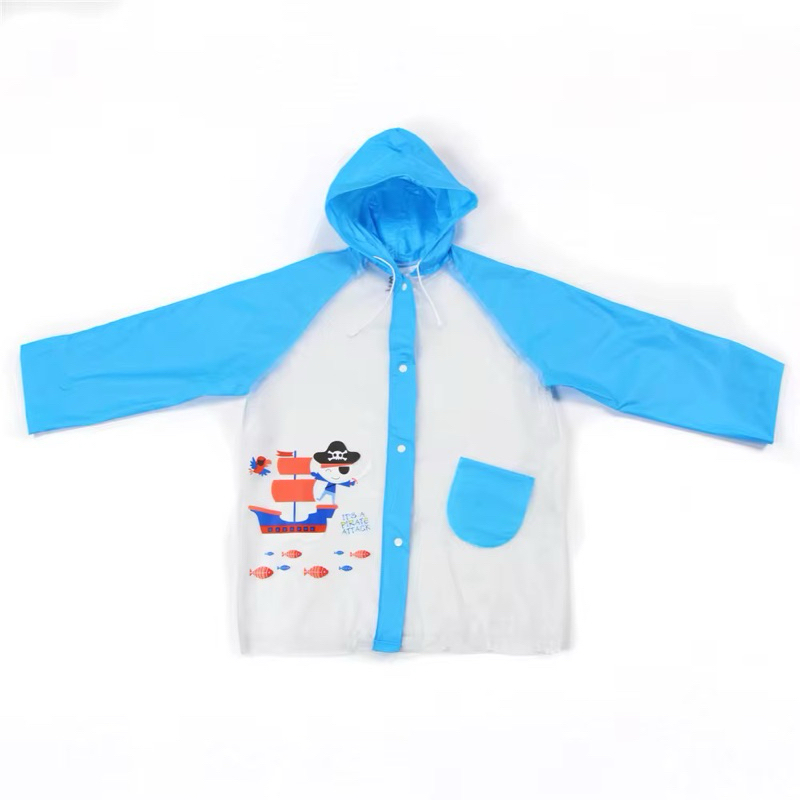 Capa de Chuva Infantil  de Botao Duradoura Resistente Transparente com Touca Feminina e Masculina