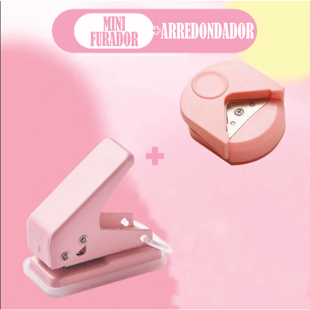 KIT Mini Arredondador de Canto + Mini FuradorC Único Para Fichário Portátil Furo Redondo 6mm em Oferta na Shopee