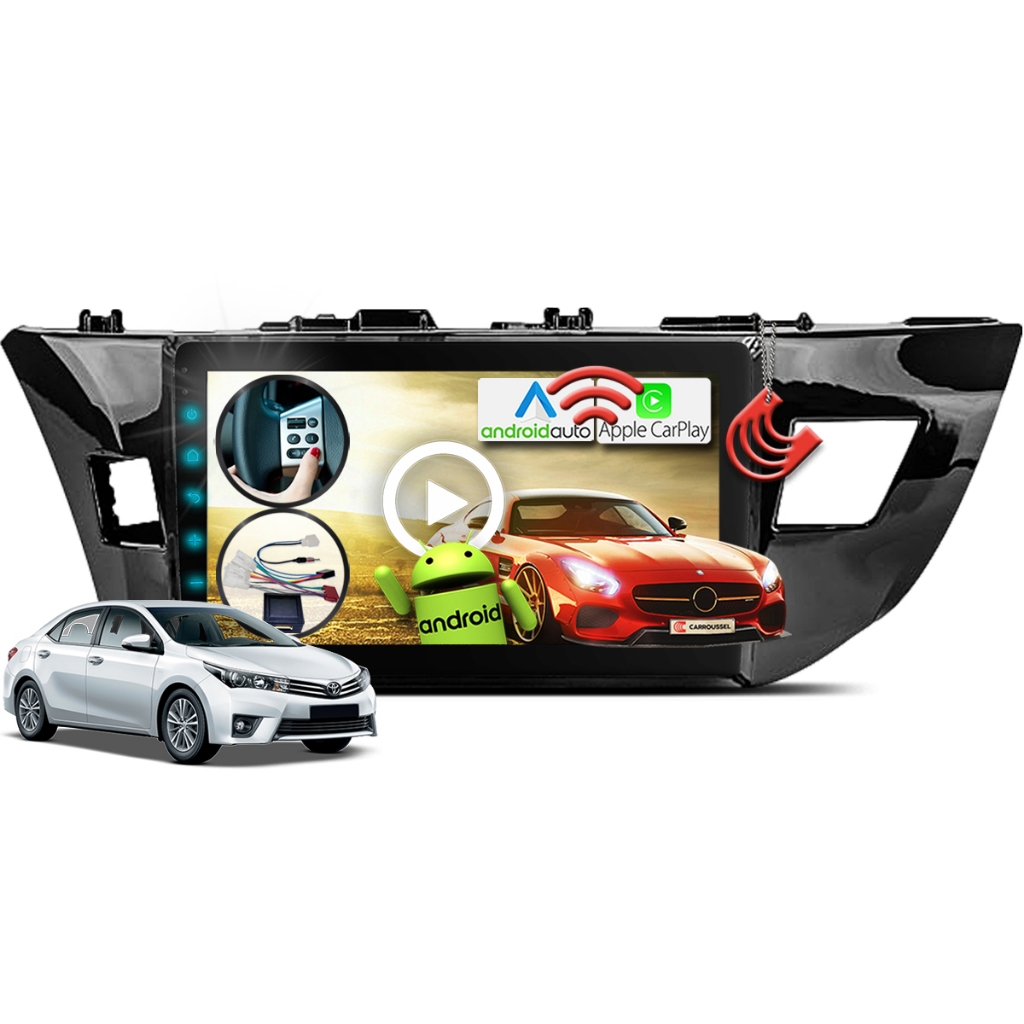 Kit Multimidia 9 polegadas Android Corolla 2015 a 2017 - Tela Som Central Redecan Canbus CarPlay GPS