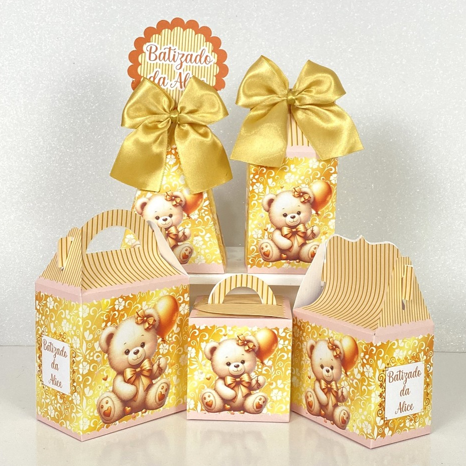 Kit Caixas Batizado Menina / Dourado / Personalizadas /  Festa Infantil / Aniversário