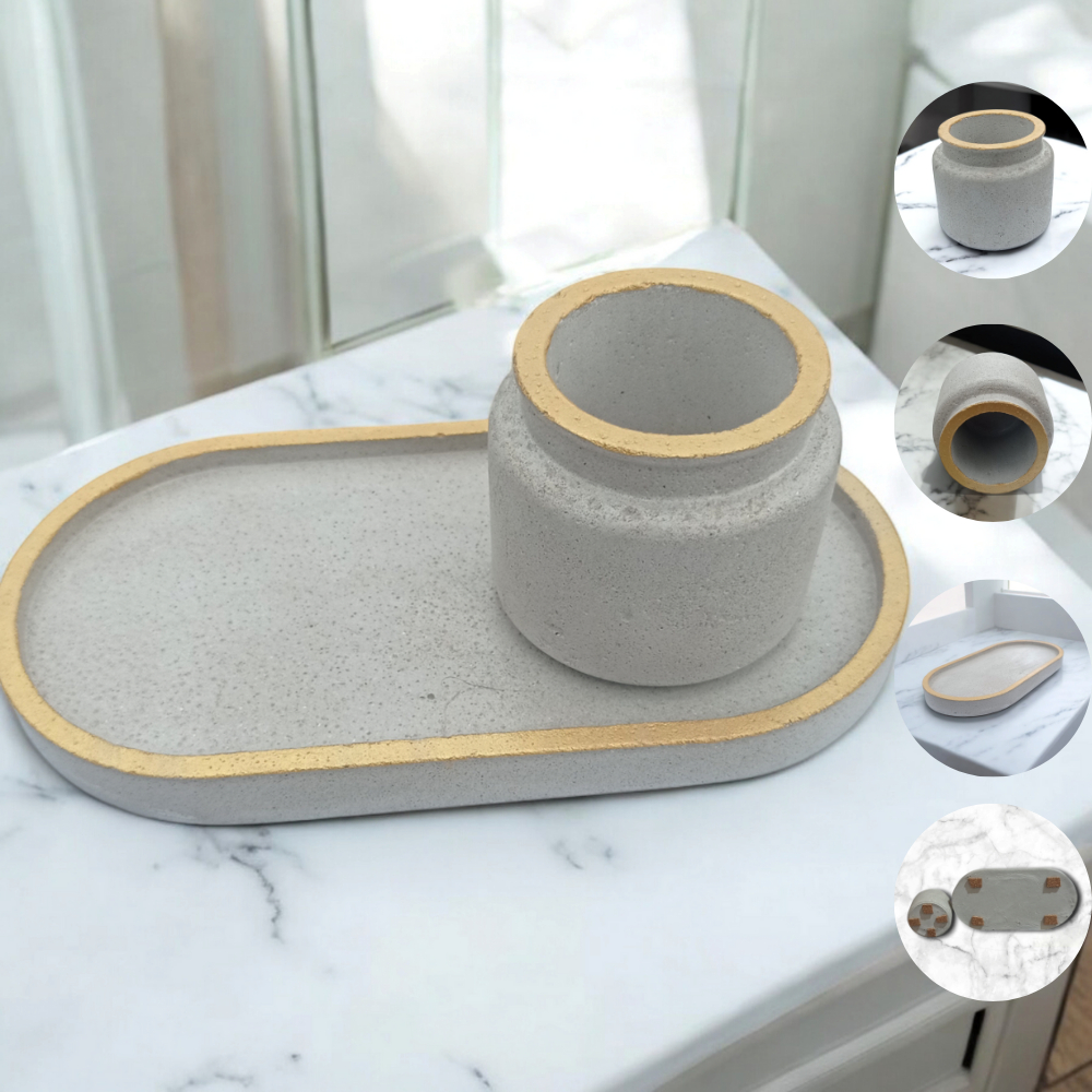 kit Bandeja Oval e Potinho/ Kit Lavabo/ Potinho e suculentas/Decoração
