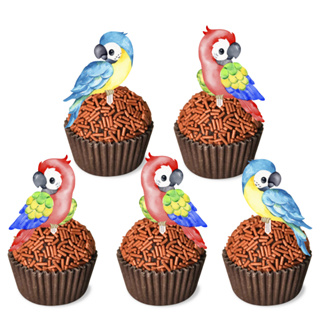 Topper Docinhos Festa Aniversário Floresta Arara Aquarela em Oferta na Shopee