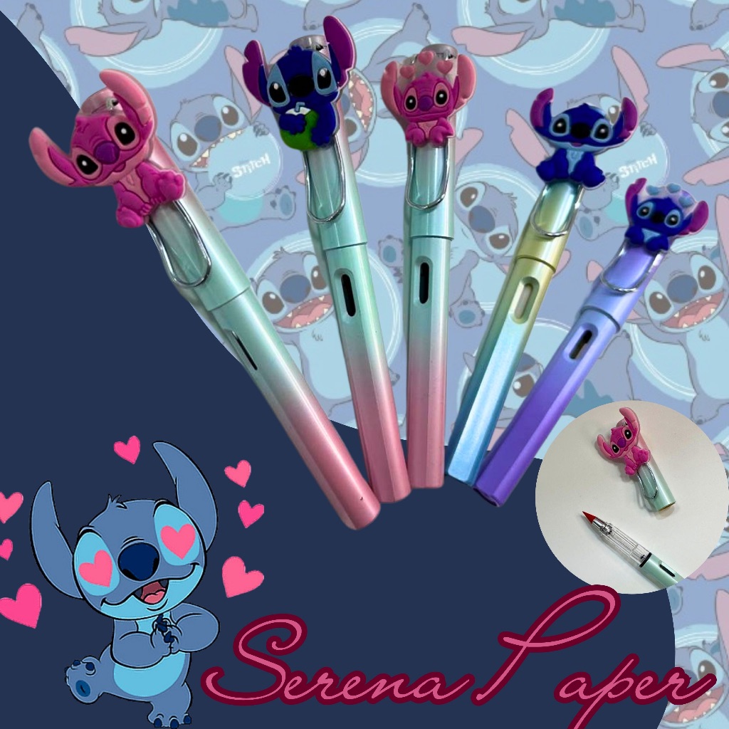 LÁPIS INFINITO COM GRAFITE COLORIDO STITCH E BORRACHA / PAPELARIA FOFA KAWAII / MATERIAL ESCOLAR em Oferta na Shopee