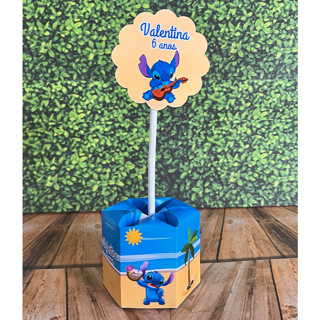 10 Unidades Centro de Mesa Stitch Praia Com Nome e Idade Personalizado Para Festa Lembrancinha Lilo em Oferta na Shopee