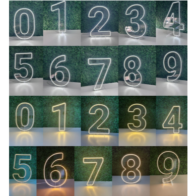 kit 10 números de 50 cm led neon do 0 ao 9 led