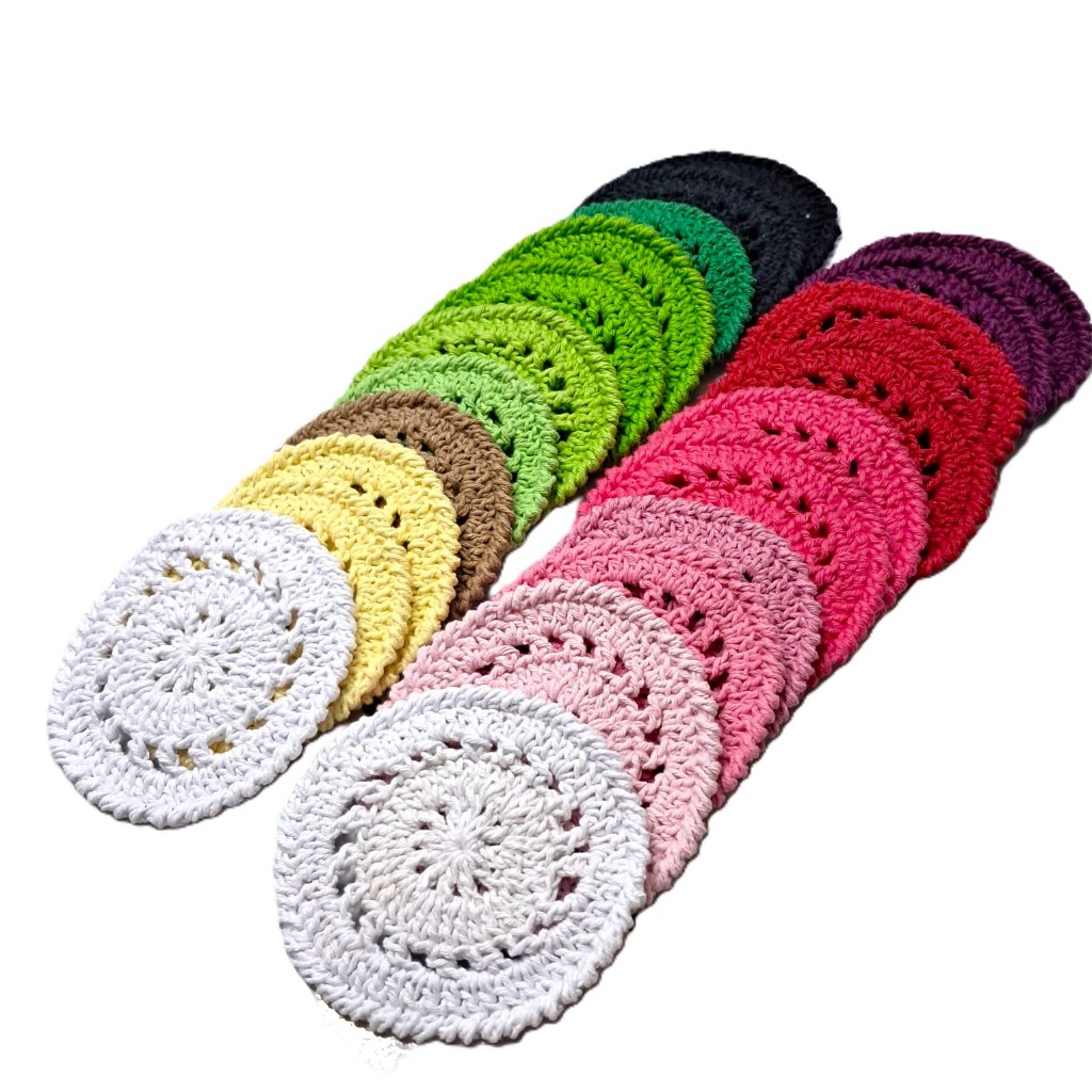 Kit 10 Sousplat Supla Descanso Porta Copos de Crochê Supla Crochet Decoração Cozinha Mesa de Jantar
