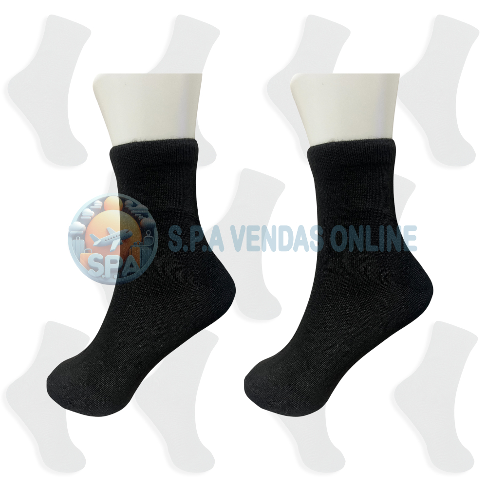 Kit com 24 Pares Meia de Cano MÉDIO PRETA com Algodão — imagem 2 de 2