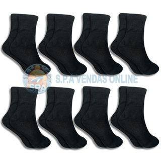 Kit com 24 Pares Meia de Cano MÉDIO PRETA com Algodão unissex em Oferta na Shopee