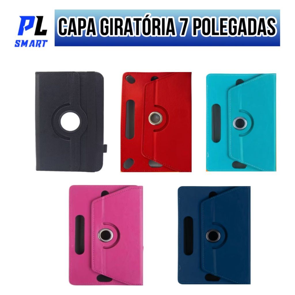 Capa Giratória com Apoio Horizontal para Tablet Positivo Twist M7 de 7 Polegadas Universal