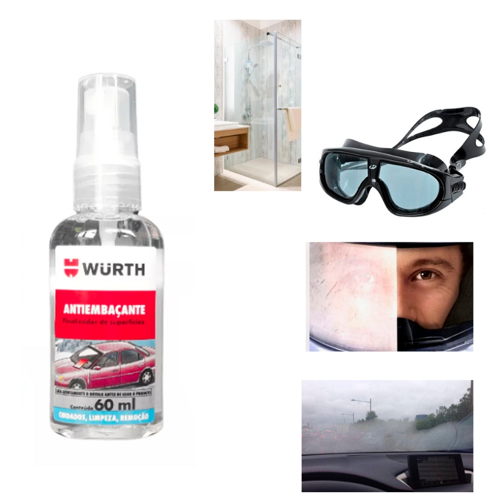 ANTIEMBAÇANTE CAPACETE VISEIRA VIDRO DE CARRO ESPELHO BOX WURTH 60ML em Oferta na Shopee