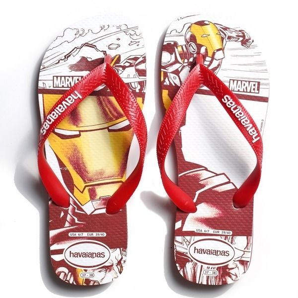 Chinelo Havaianas Infantil Heróis Marvel Liga da Justiça Homem de Ferro Batman