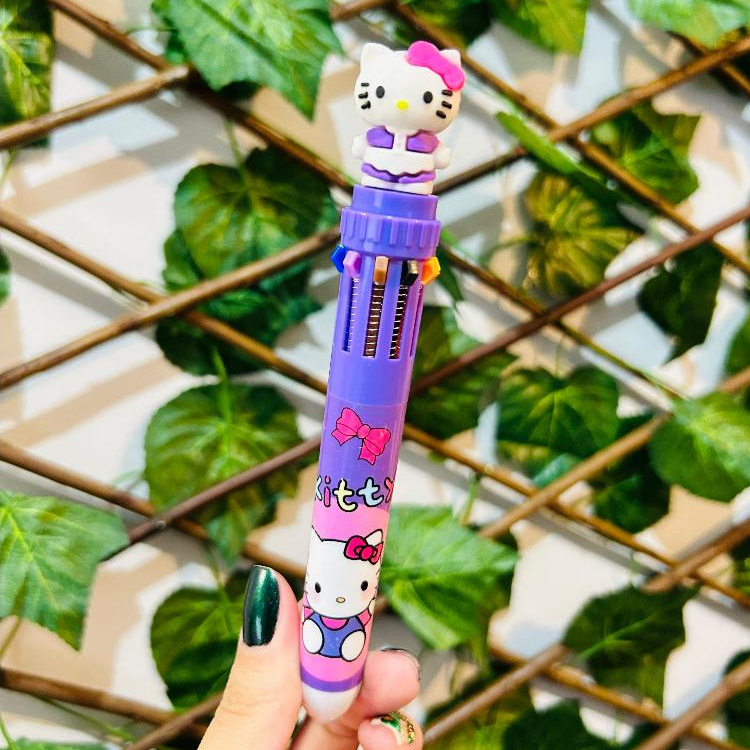 Caneta Kuromi 10 Cores Esferográfica Papelaria Fofa Kawaii Desenho Animado Escola Aulas — imagem 2 de 2