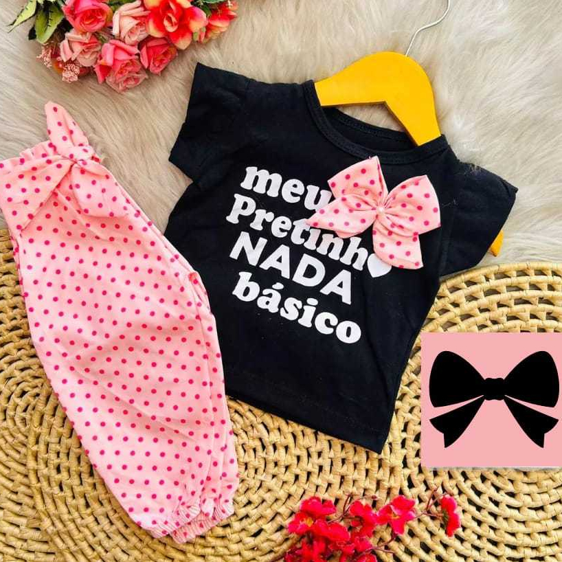 Conjunto para bebê menina calça + blusa estiloso moda blogueirinha fofo em Oferta na Shopee
