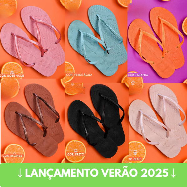 Chinelo Feminino Sandália Slim FARM'S Verão 2025 Lançamento tira fina, rasteirinha confort...