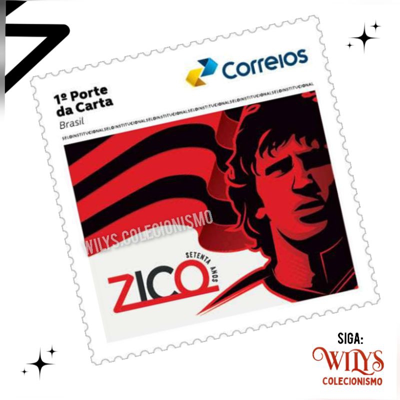 Selo de Carta - Selo Institucional - Zico - 70 Anos - 2023 - RARO