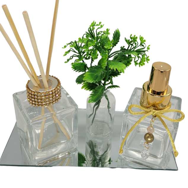 Kit 02 Frascos Cubo  de 100 Jasmim para Difusor de Aroma e Home Spray