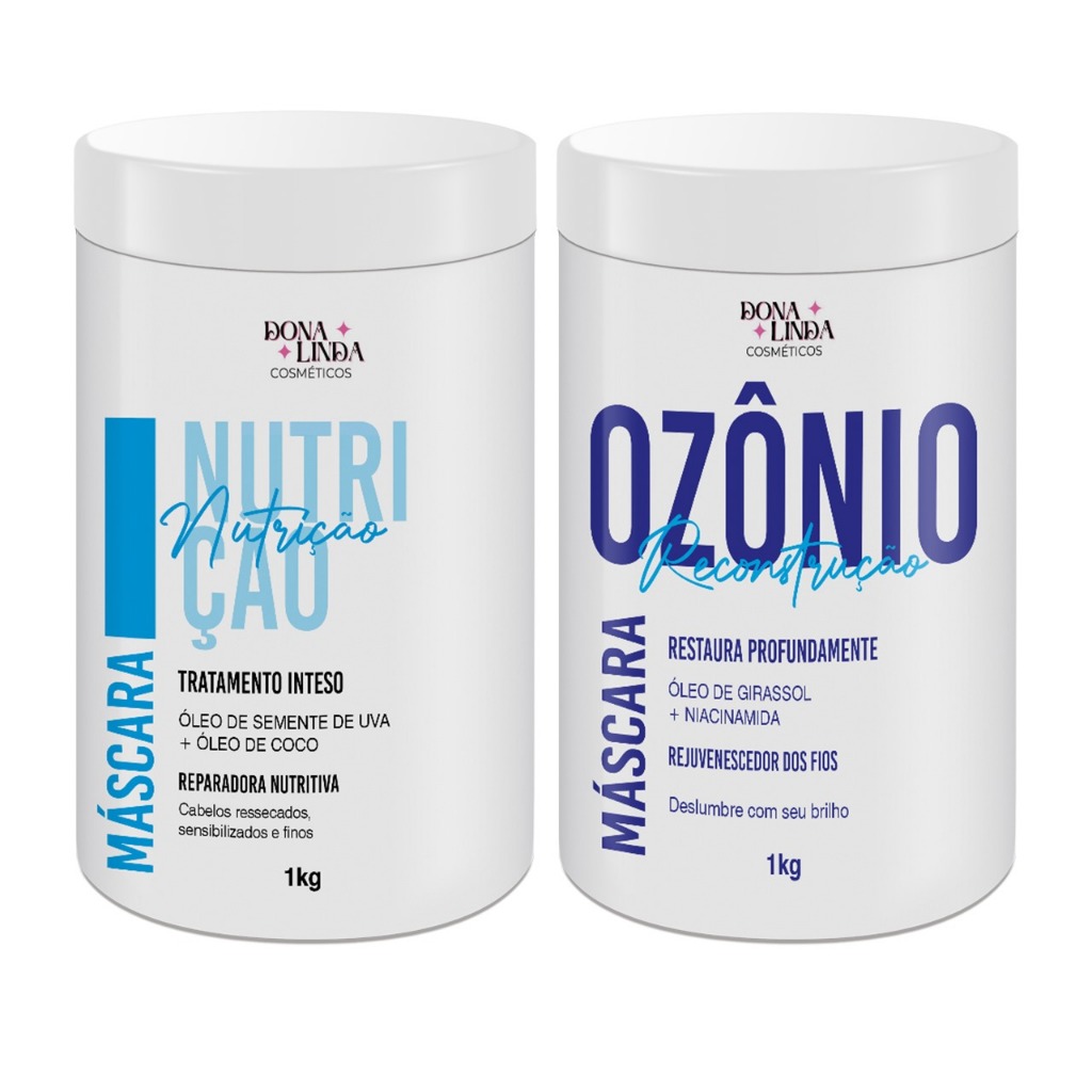 Kit Dona Linda Ozônio e Nutrição 1kg: Reconstrução de Elite e Nutrição Intensiva