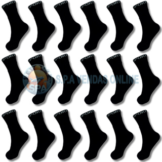 Kit Meia Cano Longo Preta 100% Algodão 3 a 24 Pares Conforto em Oferta na Shopee