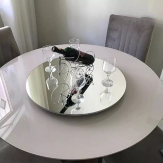 Prato Centro De Mesa Decorativo Giratorio Espelhado 50cm P/ Servi Mesa De Jantar em Oferta na Shopee