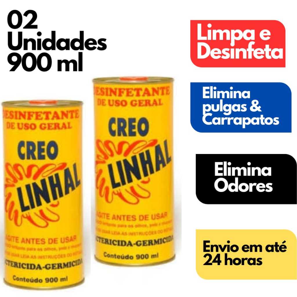 2 Latas Desinfetante Creolina Linhal 900ml cada