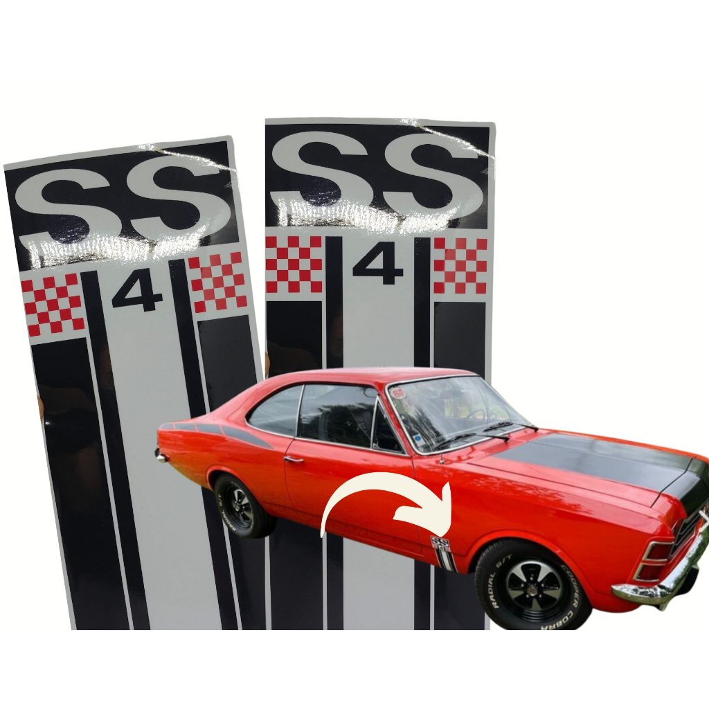 ADESIVOS SS4 OPALA SS 4CIL / PAR ADESIVOS PARA-LAMAS / PADRÃO OPALA SS4 1975 TIGRADO
