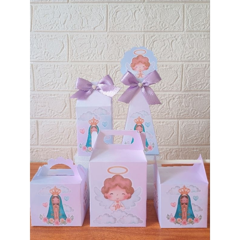 PEGUE E MONTE - Kit Caixinhas Personalizadas Batizado Nossa Senhora Aparecida/ Lembrancinha Batizado/ Papelaria