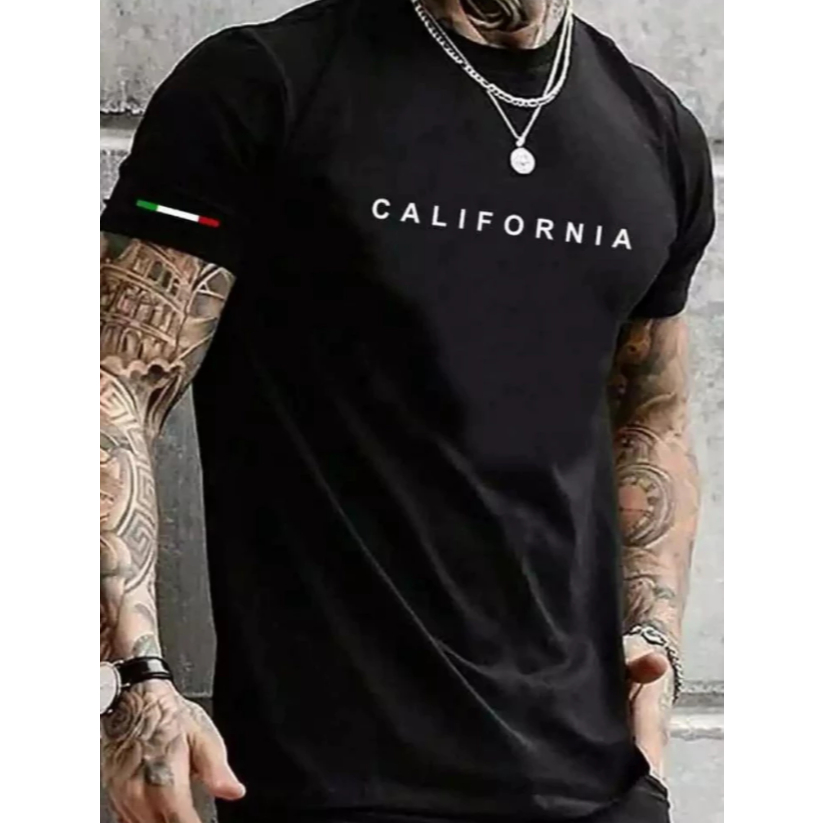 Camiseta Preta Masculina Camisa California Urban Street 100% Algodão Estampada Básica ENVIO - IMEADITO
