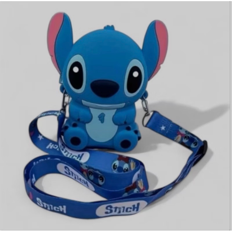 Bolsinha stitch e angel infantil de silicone alça regulável Fofo/ Stitch alça Regulavel
