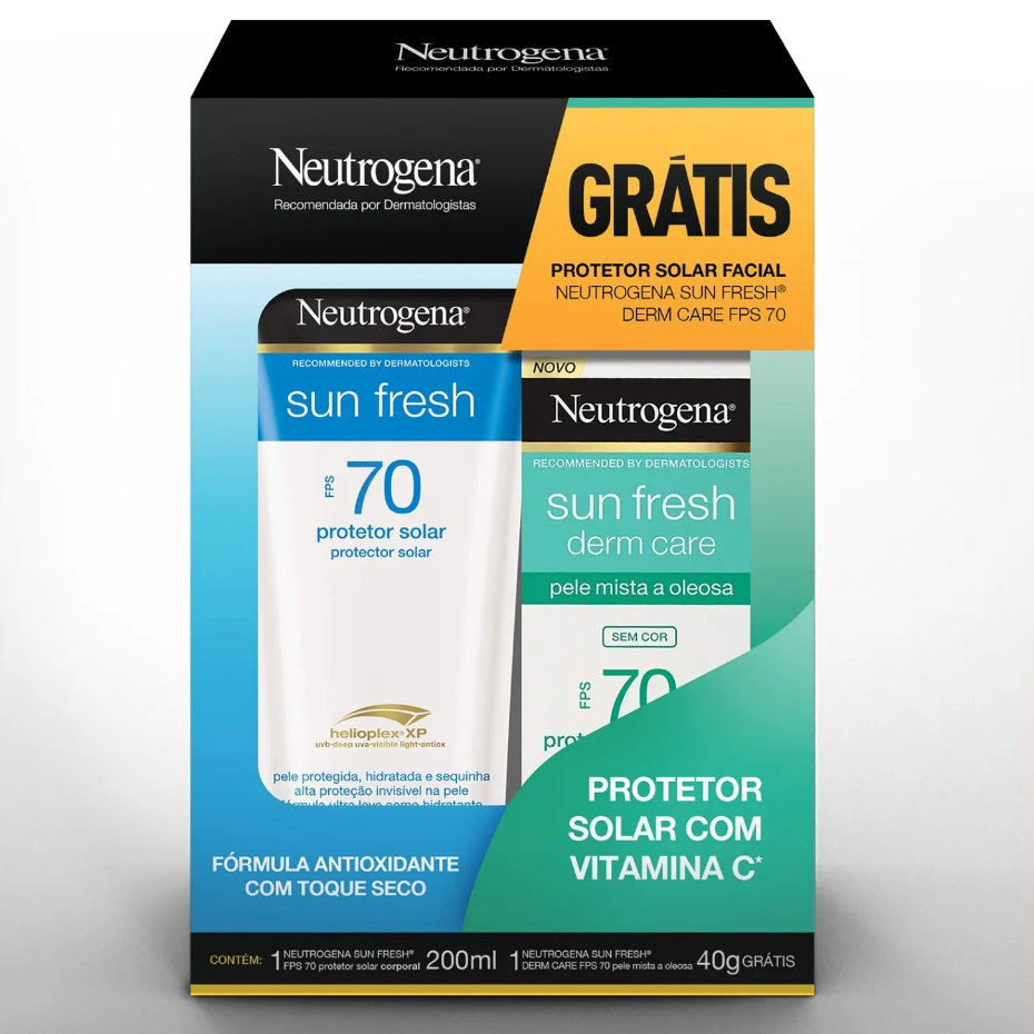 Kit Neutrogena Sun Fresh FPS 70 200ml + Facial 40g