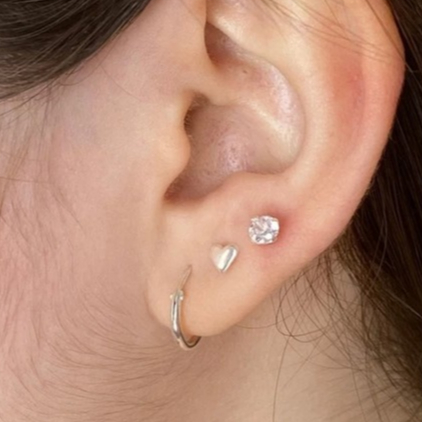 Kit Conjunto trio de Brincos Feminino em Prata 925 - 3 pares Argola Ponto de Luz Coração em Oferta na Shopee