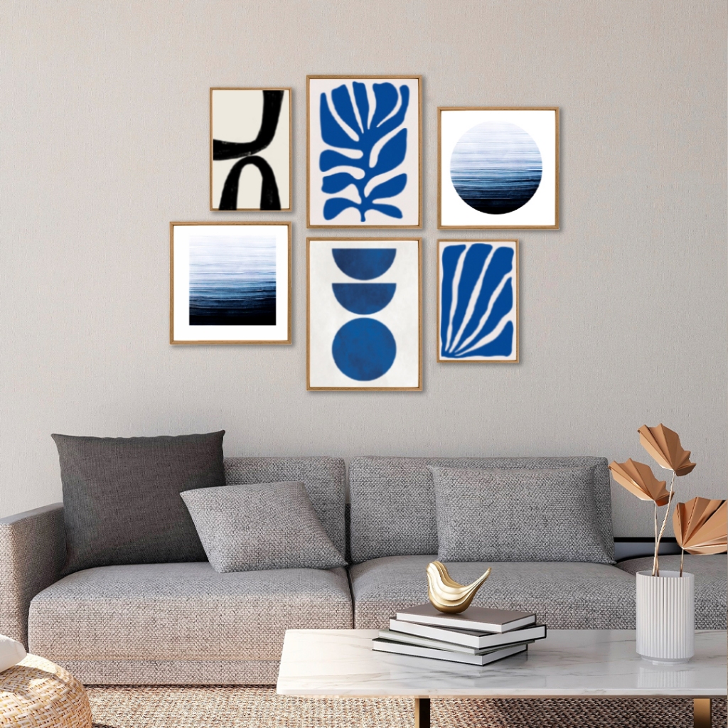 Kit Quadro Decorativo Horizonte Linear em Tons de Azul 6 Peças Quarto Sala Escritorio em Oferta na Shopee