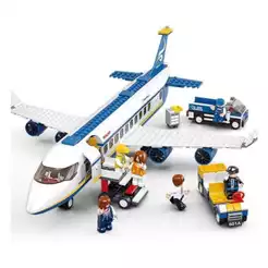 Compatível com Lego Aeronave Militar de combate Airbus aviao azul com 7 personagens -Já no Brasil