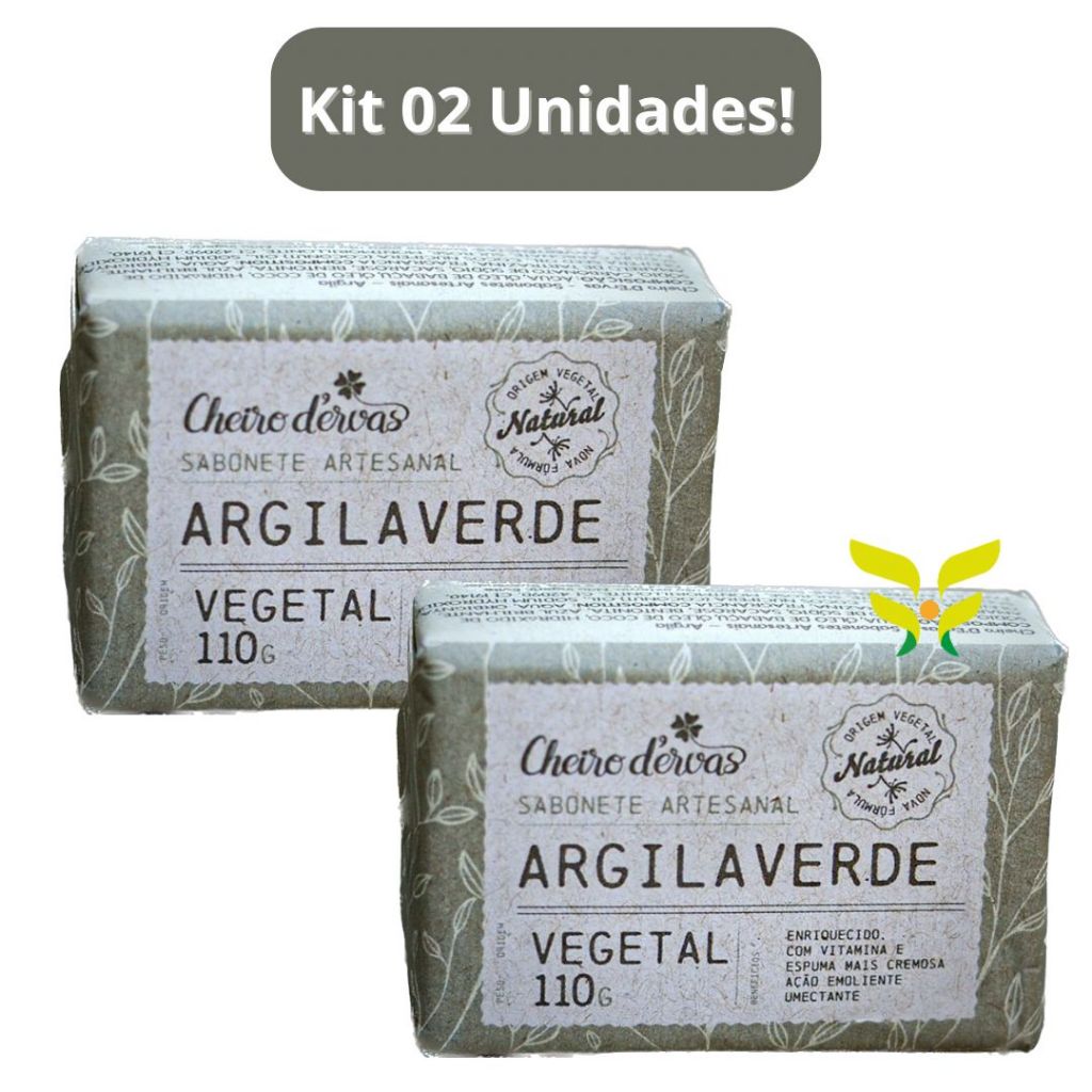Kit 2 Unidades: Sabonete Argila Verde 110g Cheiro D Ervas em Oferta na Shopee