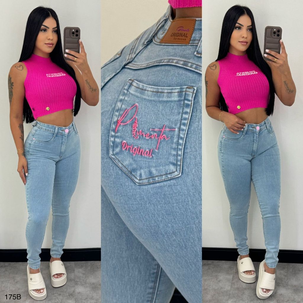 Calça Jeans Feminina Sal E Pimenta Doce Original Skinny Linda Rasgada Envio Rapido