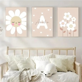 Quadro decorativo 3 peças 20x30 Girassol Flores rosa delicado decoração para quarto infantil menina bebê criança em Oferta na Shopee