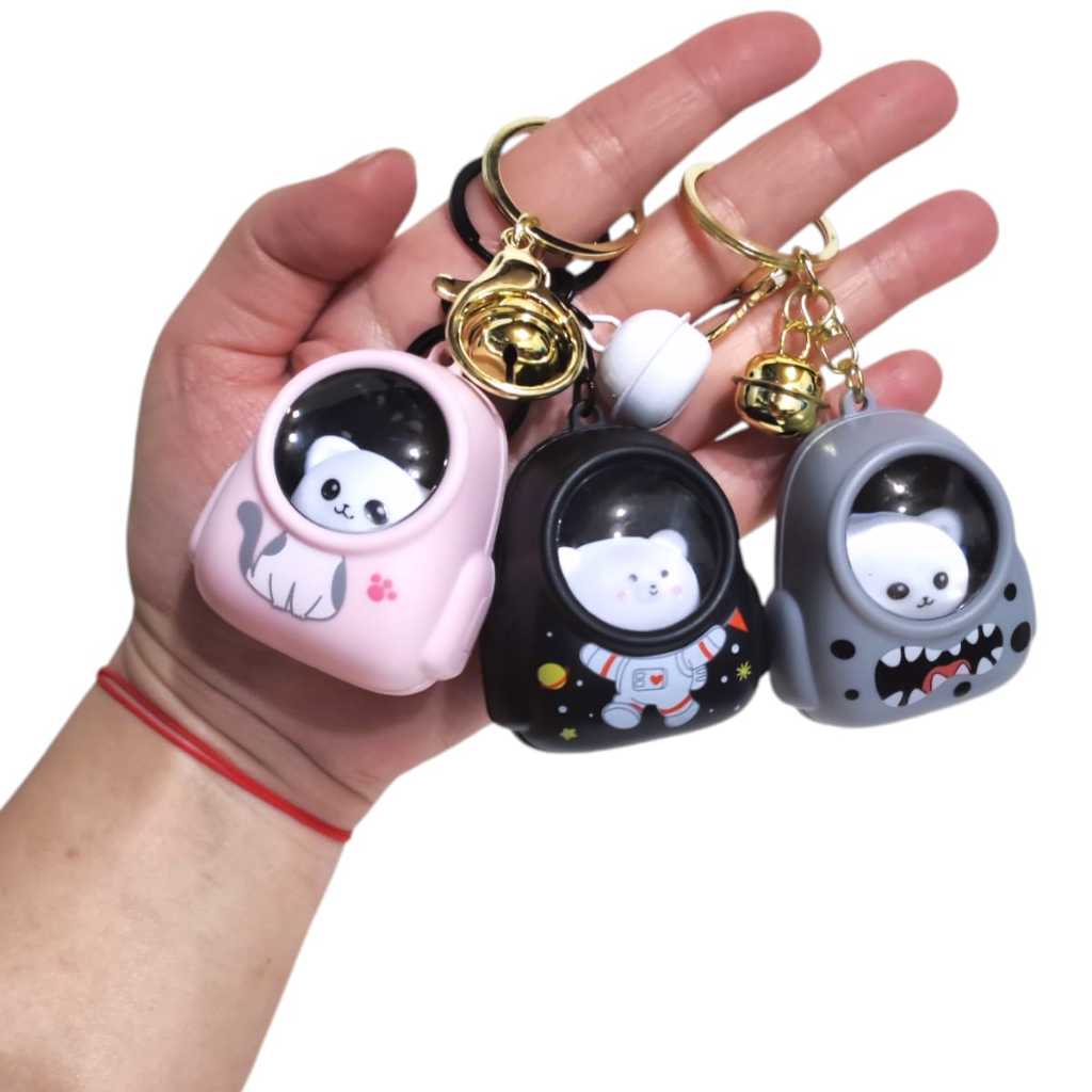chaveiro gatinho urso na bolsa luminoso urso panda astronauta led luz noturna