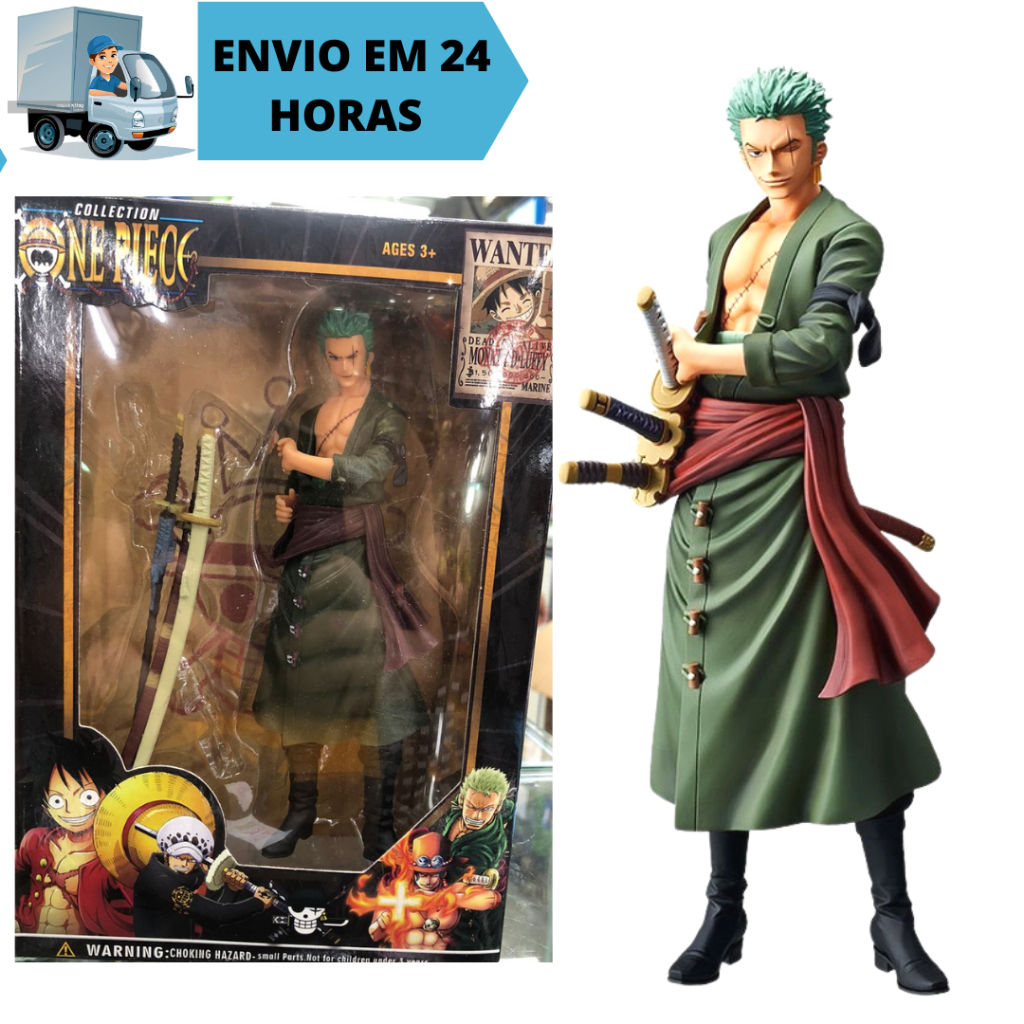 Boneco Anime Action Figure One Piece 18Cm - Roronoa Zoro Roronoa