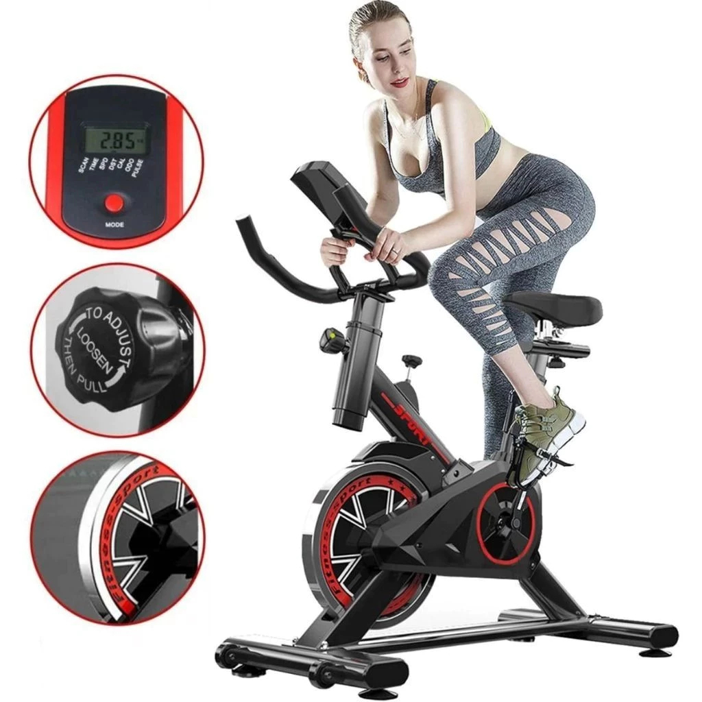 Bicicleta Ergométrica Spinning 120kg C/ Visor Cardio Academia Fitness + Garrafinha Squeeze