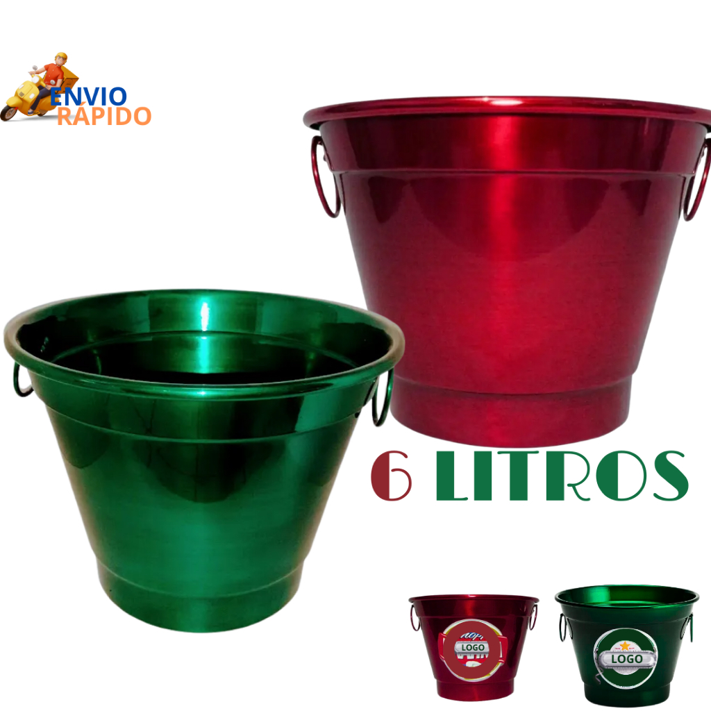 BALDE DE GELO 6 LITROS ALUMINIO em Oferta na Shopee