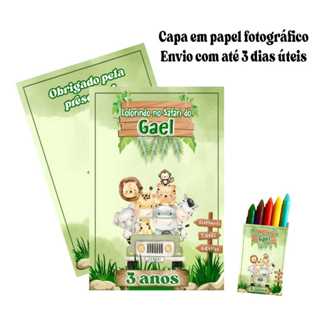 Kit Colorir Safari Lembrancinha Personalizada em Oferta na Shopee