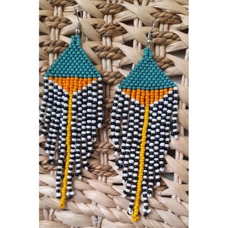 brincos de miçangas longos/brincos boho chique/brincos com franjas de miçangas
