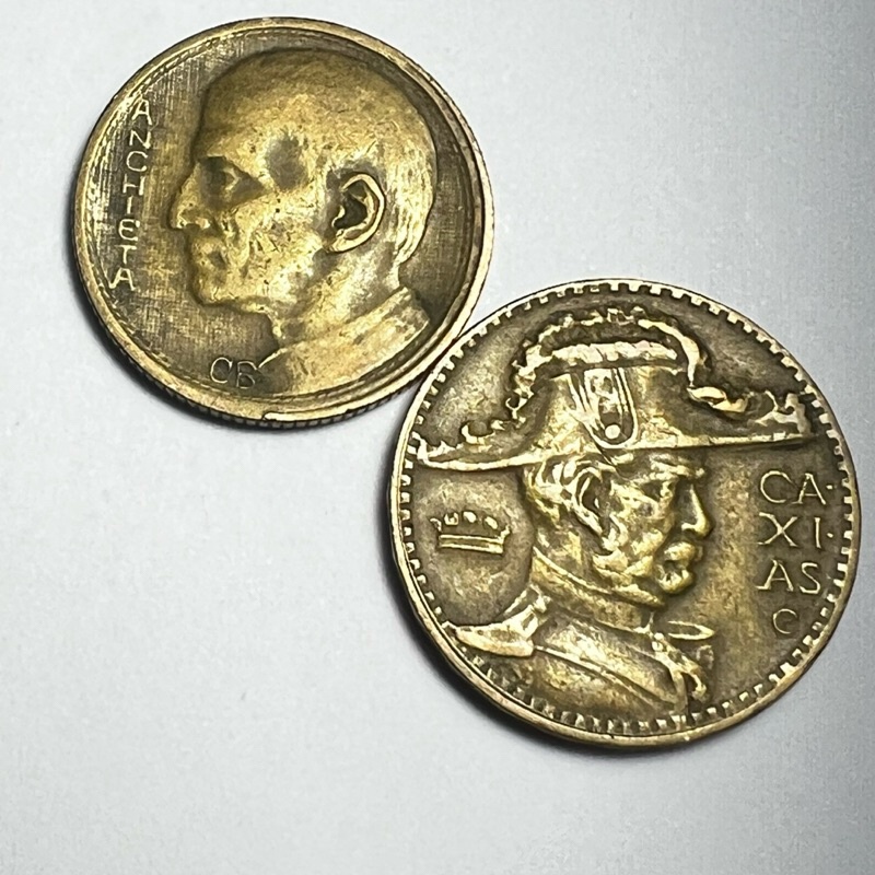 Lote 2 Moedas de 1000 e 2000 Réis 1938 Anchieta e Caxias