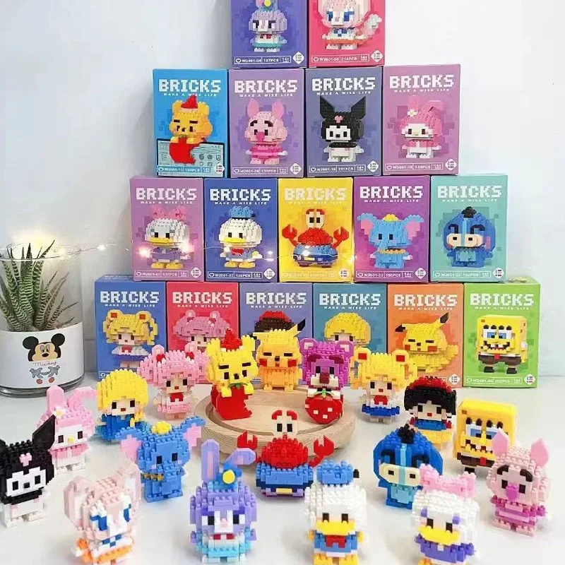 brinquedos de blocos Stitch blocos de montar bob esponja Mini bricks toys Montáveis e Colecionáveis em Oferta na Shopee